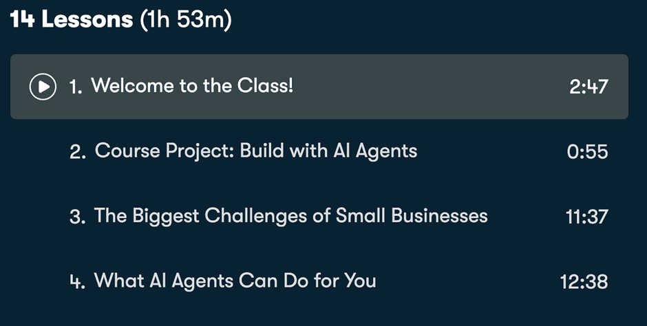 Course lessons structure